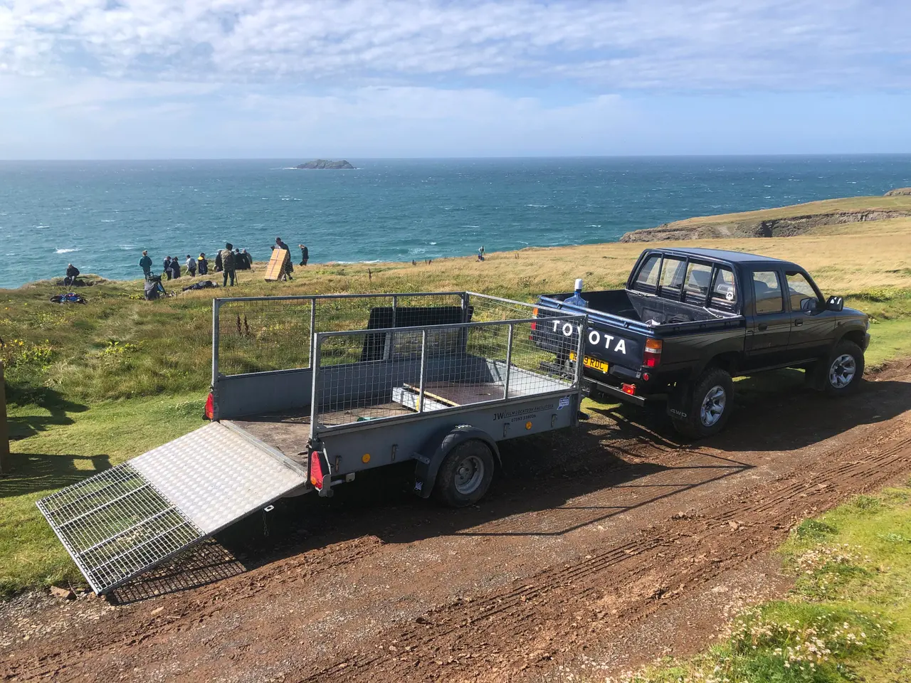 JW 4x4 Pickup with off-road trailer for remote film locations